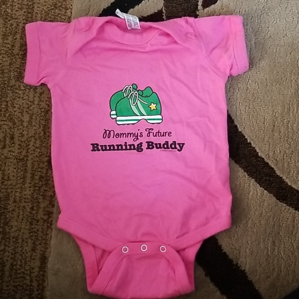 EUC Pink Mommy's Future Running Buddy Onesie 6 mo